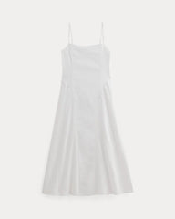 The Seamed Dress in Stretch Linen | White